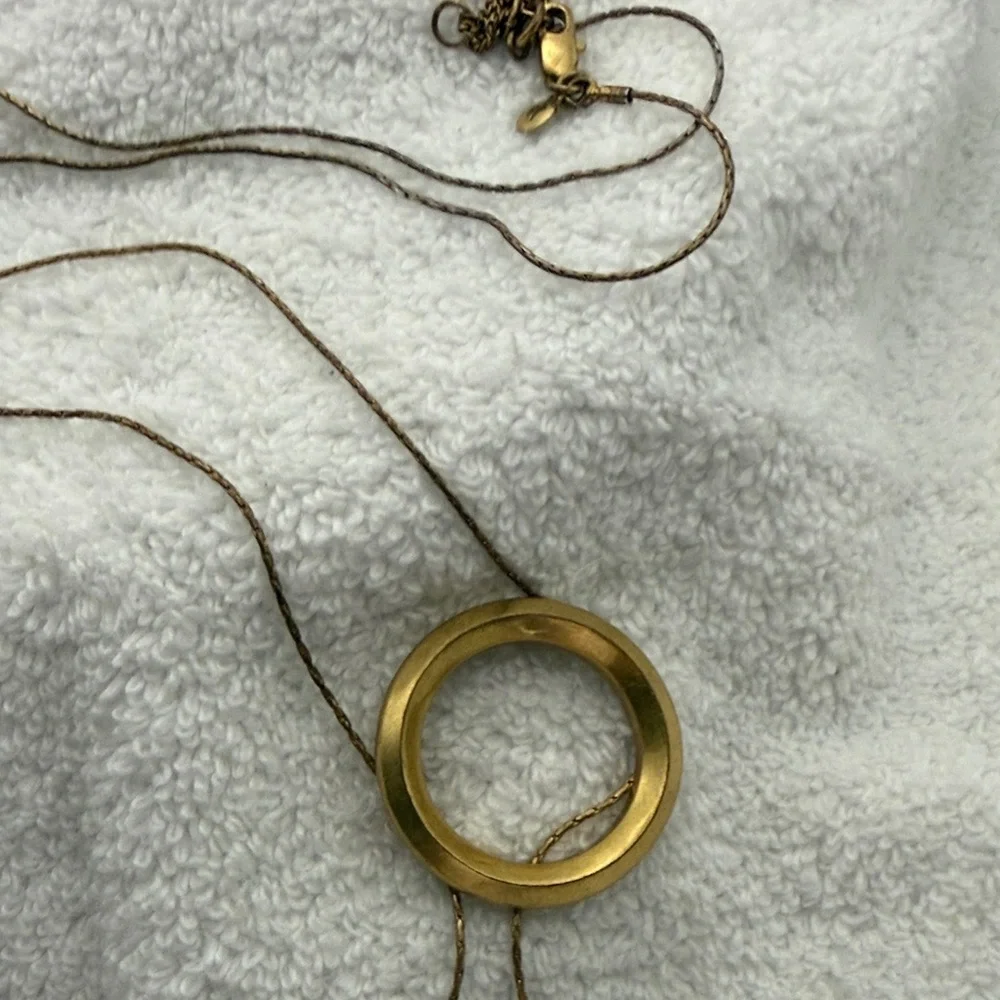Madewell Gold-plated covered bronze Adjustable Ring Pendant Necklace 12-18” long - Picture 3 of 4